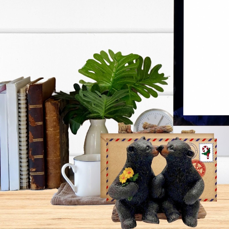 Napkin Holder with Kissing Bears Cabin Rustic Style Dining Décor