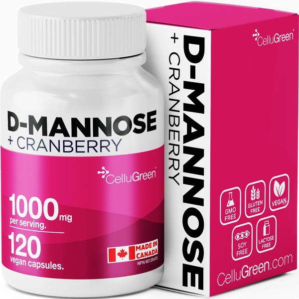D-Mannose Capsules 1000mg (2 capsules), Cranberry Pills for UTI Support,