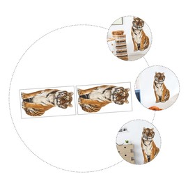 LALAFINA 2sets Tiger Wall Decals Removable Indoor Stickers for Home Decor Vivid Animal Ornaments Easy to Apply for Living Rooms and Nurseries 2pcs*2