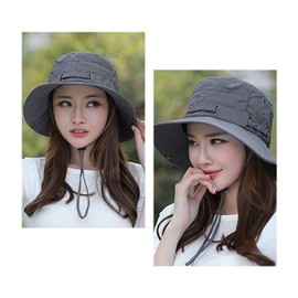 Bucket Hat with String Safari Cap Women Men Sun Hat Breathable Summer Hats Foldable Fishing Hat with Neck Flap UV Protection Hat Wide Brim Summer Beach Hat Adjustable Hiking Hat with Chin Strap