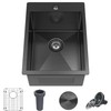 15 x 20 Inch Black Drop In Kitchen Bar Sink,