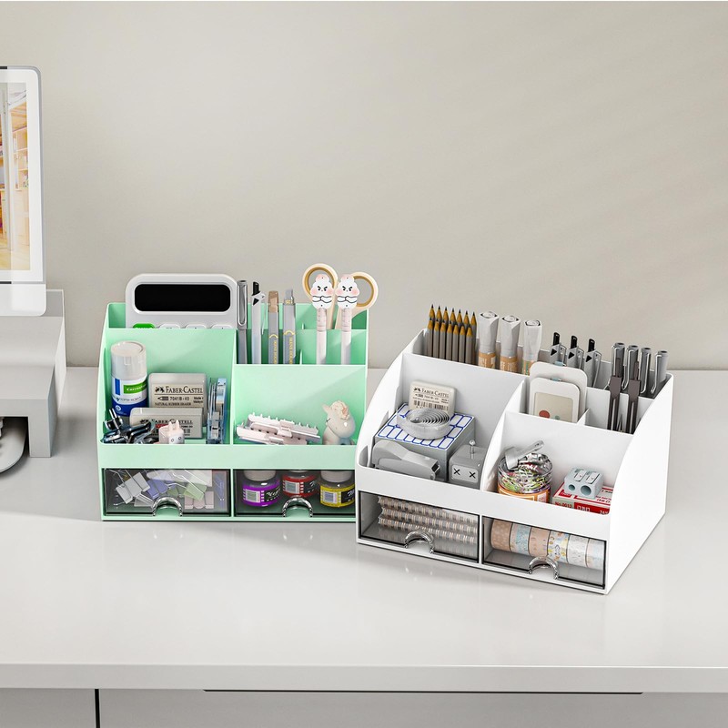 COMFYROOM Desk Organizer and Accessories with 6 Compartments and 2
