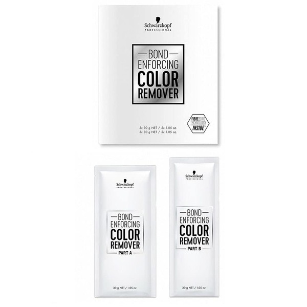 Schwarzköpf Professional Bond Enforcing Color Remover - 5 Count (w/ Sleekshop Stinaface Tint Brush) Haircolor Dye Hair Color Reduction Remove (5 x 1.05 oz)