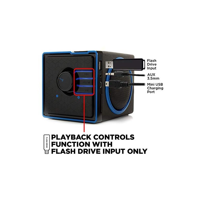 GOgroove Portable Wired Bluetooth Speakers with USB Playback and Rechargeable