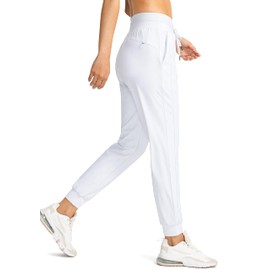 G Gradual Women's Joggers Pants with Zipper Pockets High Waisted Athletic Tapered Sweatpants for Women Workout Lounge (White, Small)