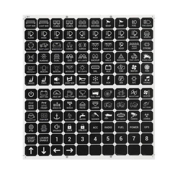 Auxbeam 120Pcs Switch Panel Sticker, Switch Label Kit for Auxbeam Switch Panel BA80, GA80, BB80, GB80, BC60, GC60, AR-800, AR-820, RA80 X2 Fit for Car Boat Truck Vehicle Text Sticker