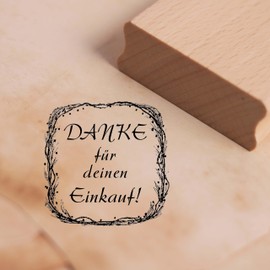 Wooden Stamp with German Text "Danke für deinen Einkauf [German Language] 48 x 48 mm