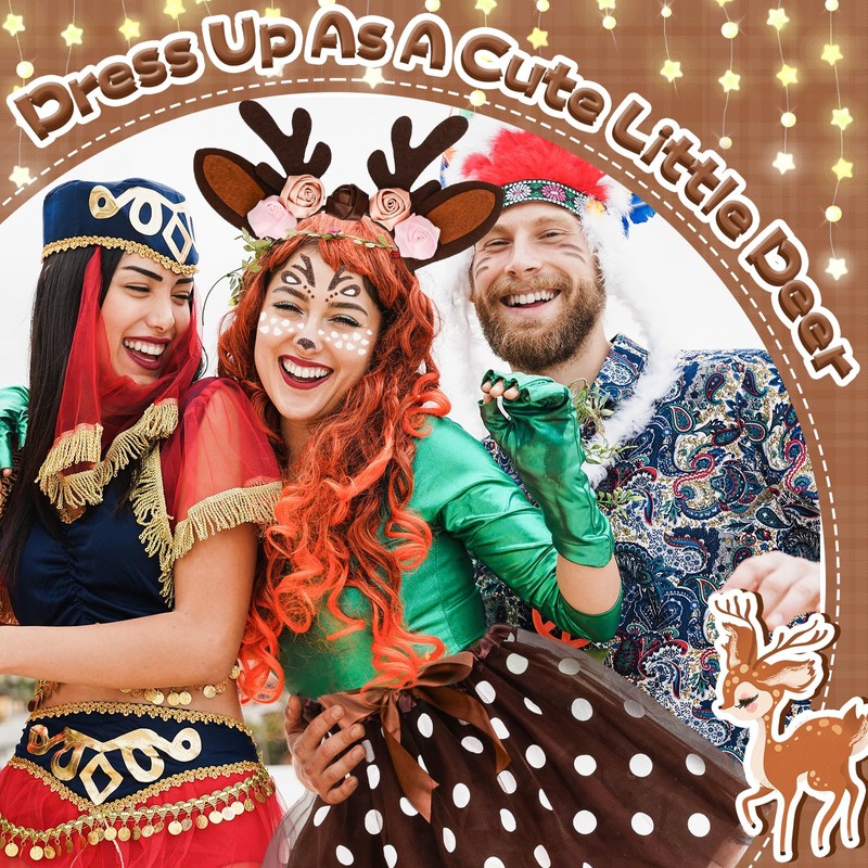 LEEWENYAN Carnival Deer Costume Women's Adult Reindeer Costume with Tulle