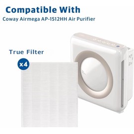 Airmega AP-1512HH Replacement Filter for Coway air purifier, Compatible with Coway Airmega AP1512HH Air Purifier, 3304899, 4 Filter With 4 Pre-Cut Carbon Filters