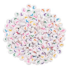 PATIKIL Round Letter Beads, 300 Pcs Letter l Acrylic Alphabet White Beads Colored Letters for Jewelry Making Bracelets Making Necklaces DIY, Multicolor