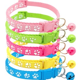 Spring Bloom Cat Collar Set – Cute Kitten Collars with Bell, Adjustable Breakaway Design for Girl Cats, Colorful 5-Pack by AmazeGoods