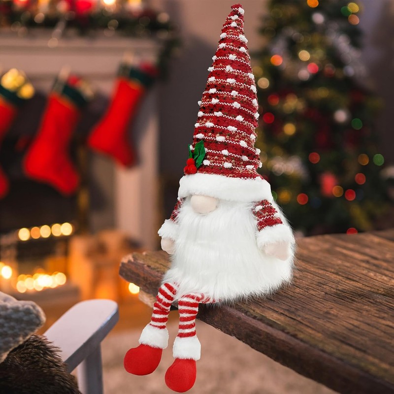Gnome Christmas Tree Topper Decorations – Compressible Knitted Santa Gnomes