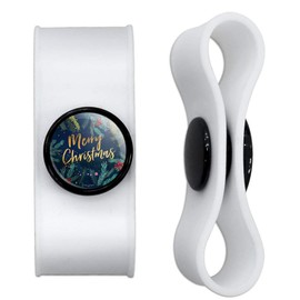 GRAPHICS & MORE Merry Christmas Stars Pine Needles Headphone Earbud Cord Wrap - Charging Cable Manager - Wire Organizer Set of 2 - White