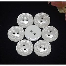 50 botones de resina con estampado de estrella de flores, botón de 2 agujeros para coser álbumes de recortes y manualidades (flor blanca, 12,5 mm)