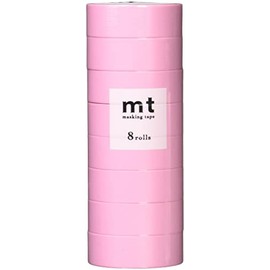 Kamoi Kakoshi MT08P185R Masking Tape, 8 Ps, Width 0.6 inches (15 mm) x 26.4 ft (7 m), 185, Rose Pink