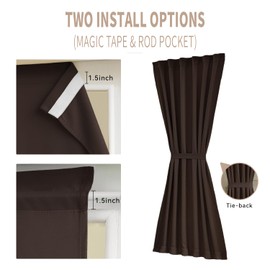 Vatge Thermal Insulated Blackout Side Window Curtain - French Door Sidelight Front Entry Way Panel Drape, Side Window Curtains for Front Door, 1 Panel, W25 x L72, Brown