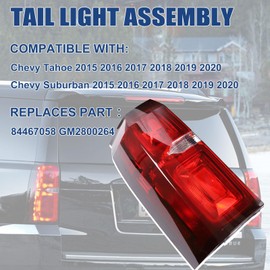 Goopool Tail Light Assembly Compatible with Chevy Tahoe Suburban 2015 2016 2017 2018 2019 2020 LED Brake Lamp Left Driver Side # 84467058 GM2800264