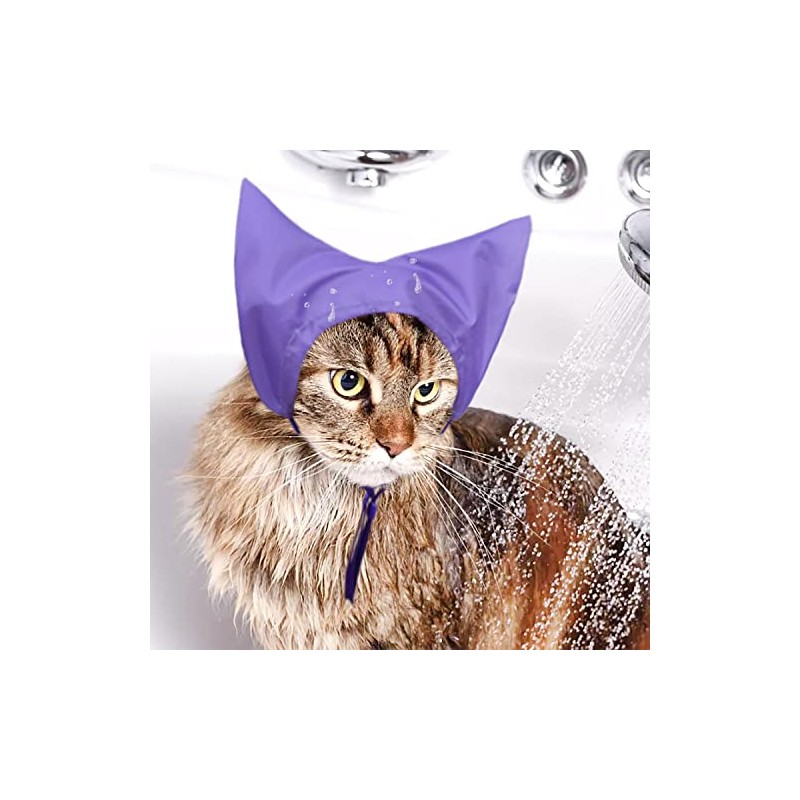 Paquete de 2 gorros de ducha impermeables para gatos, protectores