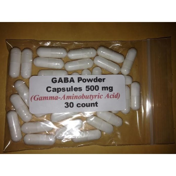 GABA Powder  Capsules (Gamma-Aminobutyric Acid) 500 mg - 30 ct.