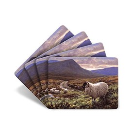 Julian Friers Sheep by Country Road Table Mats by Wildlife Artist Set of 4 - Non-slip - Cork-backed Placemat Set