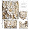 Chrainy 4Pcs 3D Floral Shower Curtain Sets Elegant White Blossom