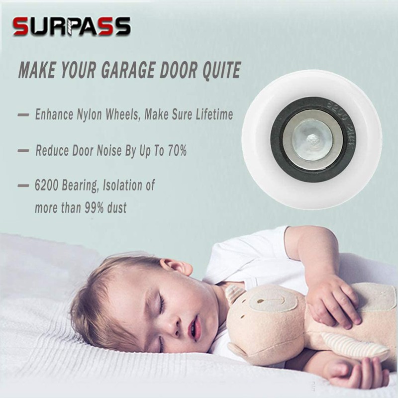 Surpass 12 Pack 2'' Ultra-Quiet Nylon Garage Door Rollers 7”