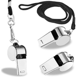 3 Pcs Whistle,Stainless Steel Sports Whistle with Lanyard for Coaches Referees Emergency Outdoor Sports