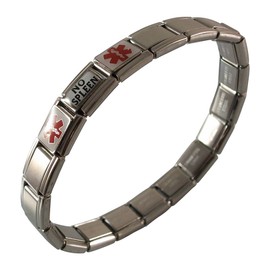 Gadow Jewelry No Spleen Medical Bracelet Italian Charm Style Stretchy Stainless Steel