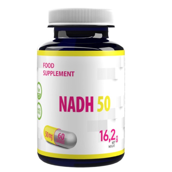 NADH 50 mg 60 Vegan Capsules, Laboratory Tested, High Dosage,