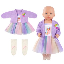 Aolso Doll Clothes Set, 14-18 Inch Doll Clothes, Doll Accessories Fits 35-45 cm, Baby Doll Clothes with 1 Hanger, Birthday Gift for Girls (Unicorn Dress)
