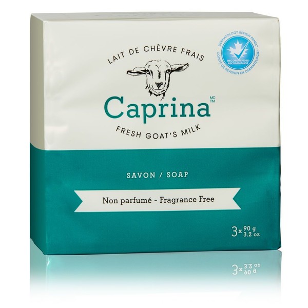 Caprina FRESH GOAT'S MILK SOAP BAR, Fragrance Free / 3PK