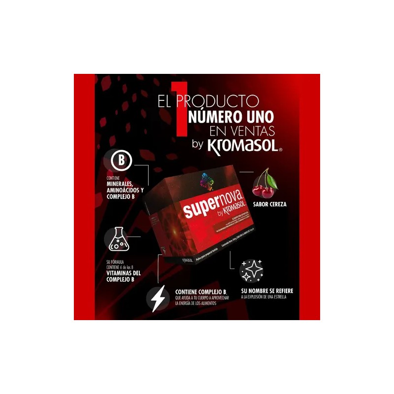 Supernova Energía 36 Sobres Bebida Sabor Cereza Kromasol