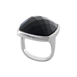 Divoti Women's Stainless Steel Multi Faceted Black Onyx Fashion Ring - Size 5