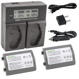 Kastar LCD Dual Smart Fast Charger & Battery (2 Pack) for Nik EN-EL18, EN-EL18a, ENEL18, ENEL18a, MH-26, MH-26a, MH26 and Nik D4, D4S, D5 Digital SLR Camera, Nik MB-D12, D800, D800E Battery Grip