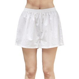 BEAUTELICATE 100% Cotton Pettipants for Women Underskirt Loose Loungewear Elastic Waistband Shorts Off-white
