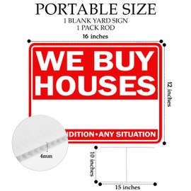 We Buy Houses Yard Sign Double Sided With Stake Large 17 Inch By 13 Inch Red (1)