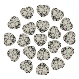 PATIKIL 20 Pcs Natural Heart Shaped Crystal Stone, 1 Inch Mini Polished Love Gemstone Crystal, Pocket Rock Engraved Worry Stones for Women Gifts Meditation, Spotted Black