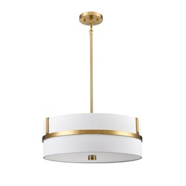 HYDELITE Gold Pendant Light Fixtures Drum Modern Pendant Light 4 Light with Linen Shade for Dinning Room Living Room Bedroom Kitchen Island