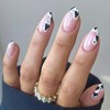 Almond Press on Nails Medium Fake Nails with Black Heart