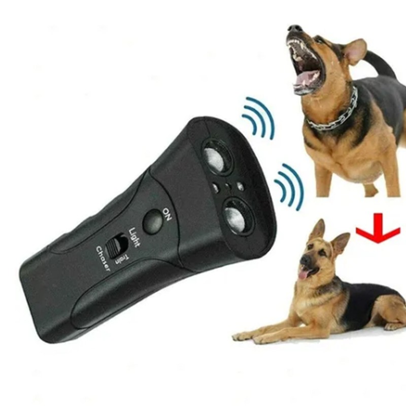 Dog Barking Control Device Portable Double Head LED Flashlight Ultrasonic