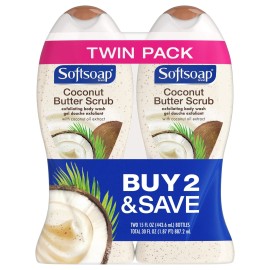 Softsoap Skin Exfoliant Pack of 2 15 Fl Oz Coconut Jojoba Butter Body Polish Exfoliator