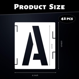42 PCS Letter and Number Stencils, 6 Inch Reusable Alphabet Templates Interlocking Stencil Kit for Painting on Wood, Wall, Rock, Glass, Chalkboard, Signage, DIY Art Projects (6 Inch)
