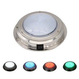Vcanuplms Marine Boat Dome Lights, 7 Inch RGBW LED Cabin Light with Toggle Switch, 12V Interior Lamp with Stainless Steel Surface Mount