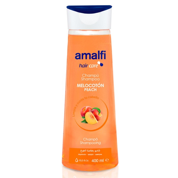 Amalfi Shampoo Peach/Melocoton 13,5 oz - 400 ml, made in Spain.