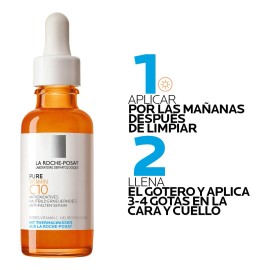 La Roche Posay Pure Vitamin C10 Serum, suero antiarrugas antioxidante con Vitamina C para mayor luminosidad, apto para todo tipo de piel, 30ml