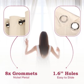 Mayfair Linen Natural White Linen Curtains 84 Inch Length 2 Panels Set - 3 Ply Bedroom Living Room Curtains 84 Inches Long, Rod Pocket Back Tab Window Drapes, Soft, Semi Sheer Light Filtering Panels