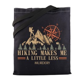 MBMSO Hiking Tote Bag Funny Hiker Gift for Hiking Lovers Shopping Bag Hiking Makes Me a Little Less Murder Bag Outdoorsy Gift, Hiking Tb-b, Medium