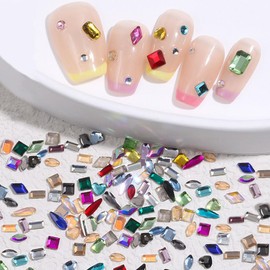100Pcs Colorful Nail Rhinestones Multi Shape Nail Gems and Charms for Nails Design Flatback Rhinestones for Face Rhinestone Nail Crystals Nail Diamonds 3D Nail Charms Nail Jewels for Nail Art Supplies