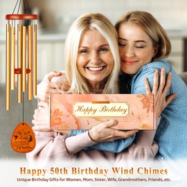 Fighting to Achieve 50th Birthday Wind Chime, Wind Chime Gifts for Her, Mom, Wife, Friends, Outdoor Wind Chimes