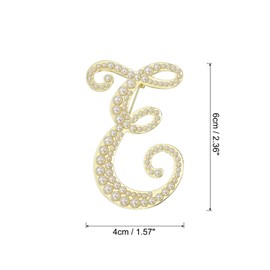 PATIKIL Letter Brooch Pins, Pearl Initial Alphabet E Letter Lapel Badges Pin for Women Men Girl Wife Suits Clothes Dress Bouquet Coat Hat Bag Craft Party, Gold Tone